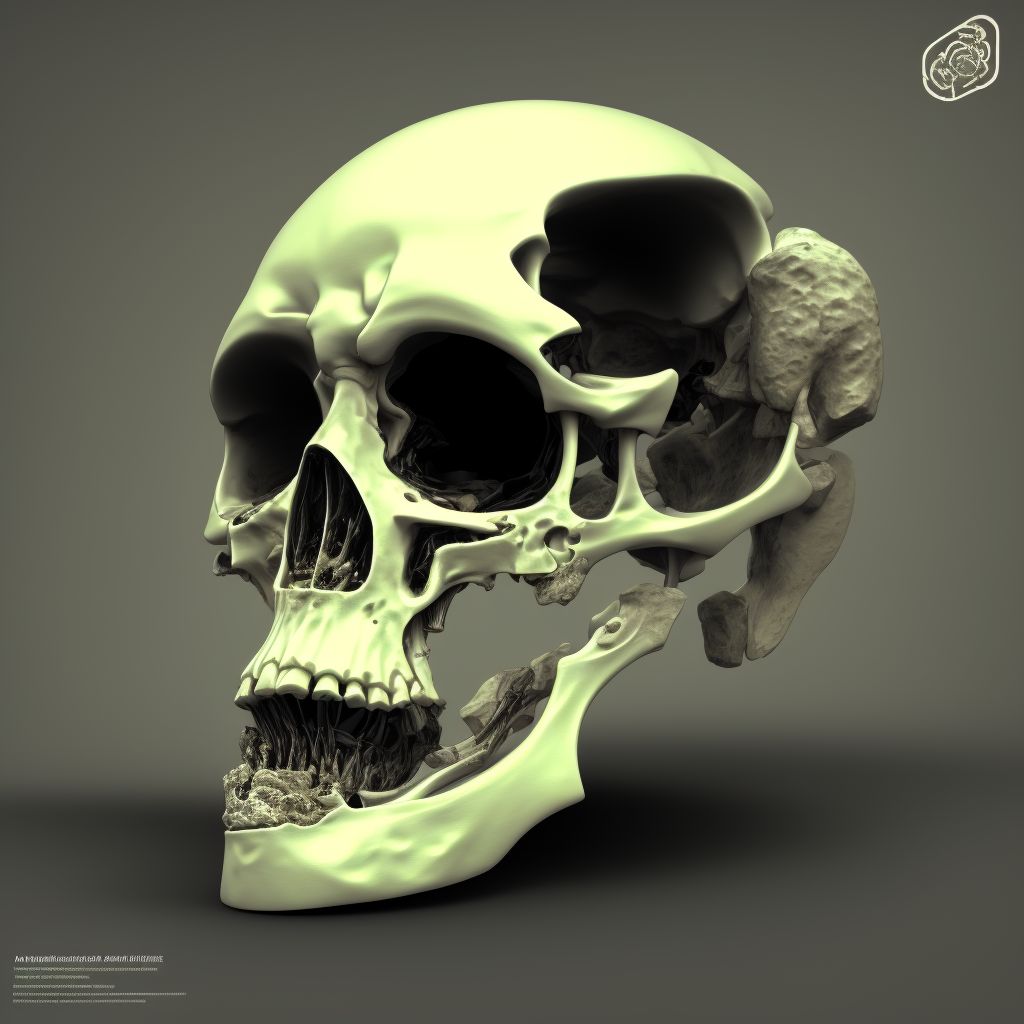 Displaced articular fracture of head of left femur, initial encounter for open fracture type I or II digital illustration