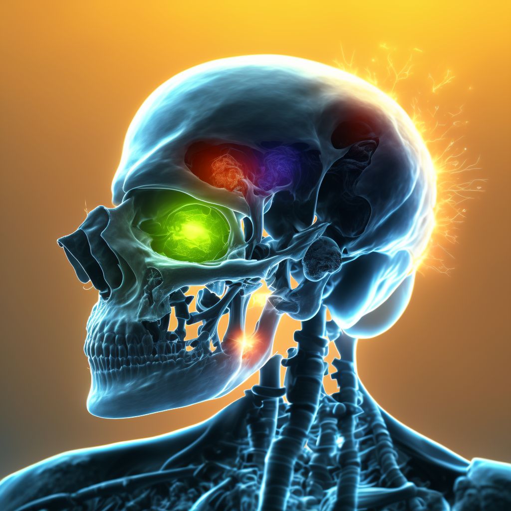 Displaced articular fracture of head of left femur, subsequent encounter for closed fracture with routine healing digital illustration