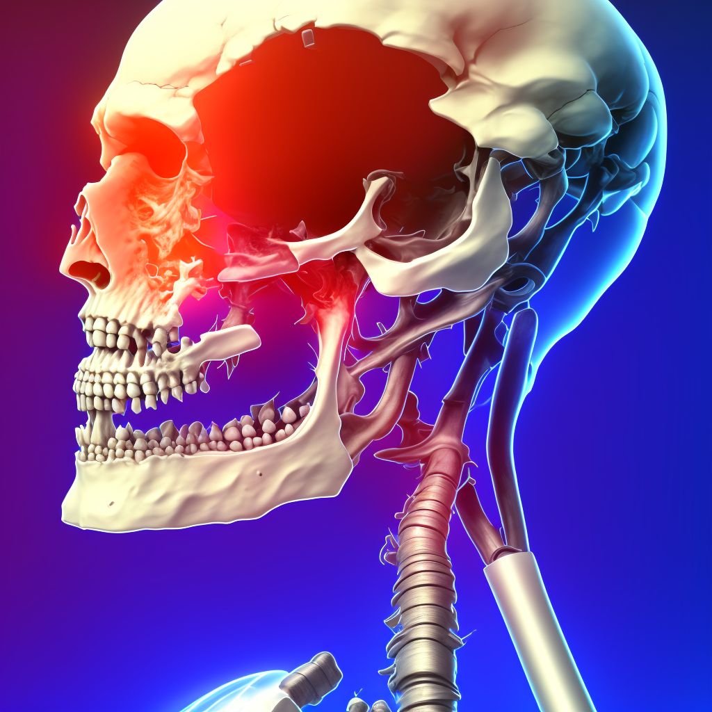 Displaced articular fracture of head of left femur, subsequent encounter for open fracture type IIIA, IIIB, or IIIC with malunion digital illustration