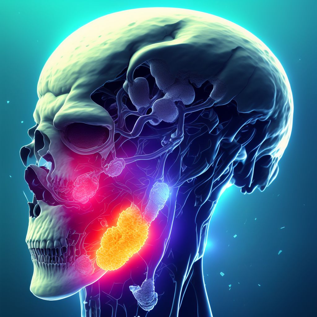 Displaced articular fracture of head of unspecified femur, subsequent encounter for closed fracture with delayed healing digital illustration