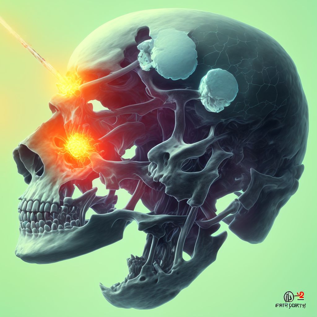 Displaced articular fracture of head of unspecified femur, subsequent encounter for open fracture type I or II with delayed healing digital illustration