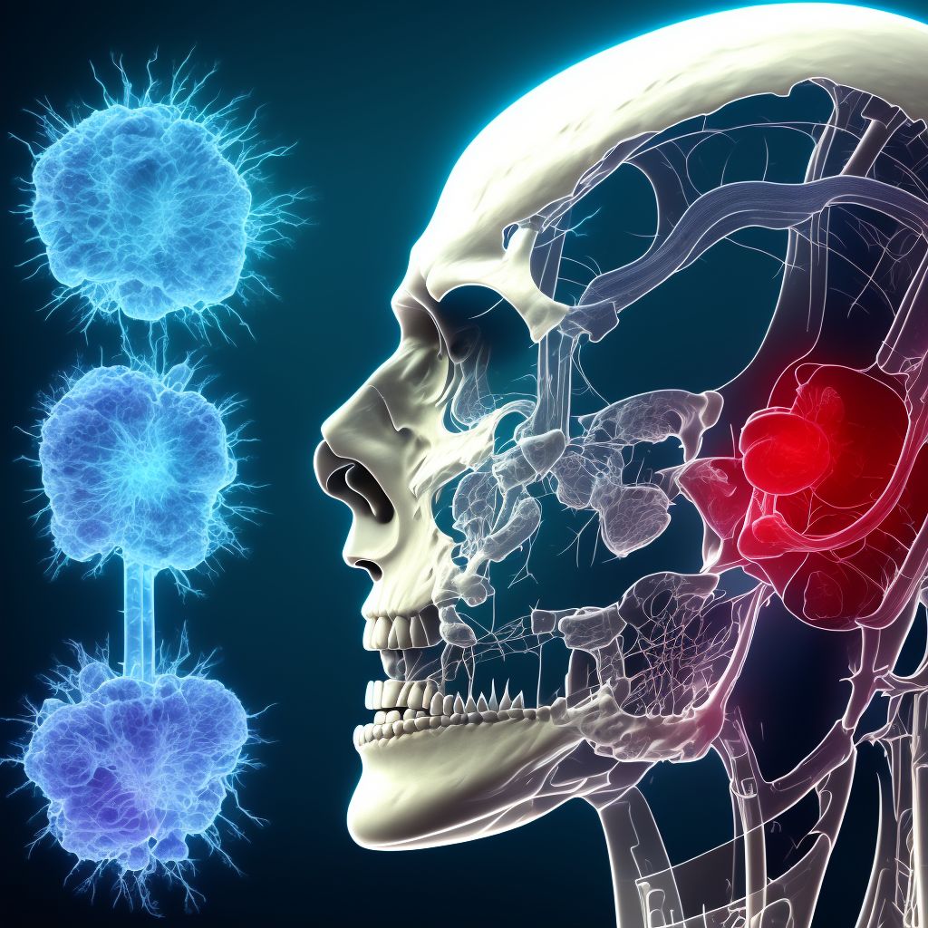 Nondisplaced articular fracture of head of unspecified femur, subsequent encounter for open fracture type IIIA, IIIB, or IIIC with routine healing digital illustration