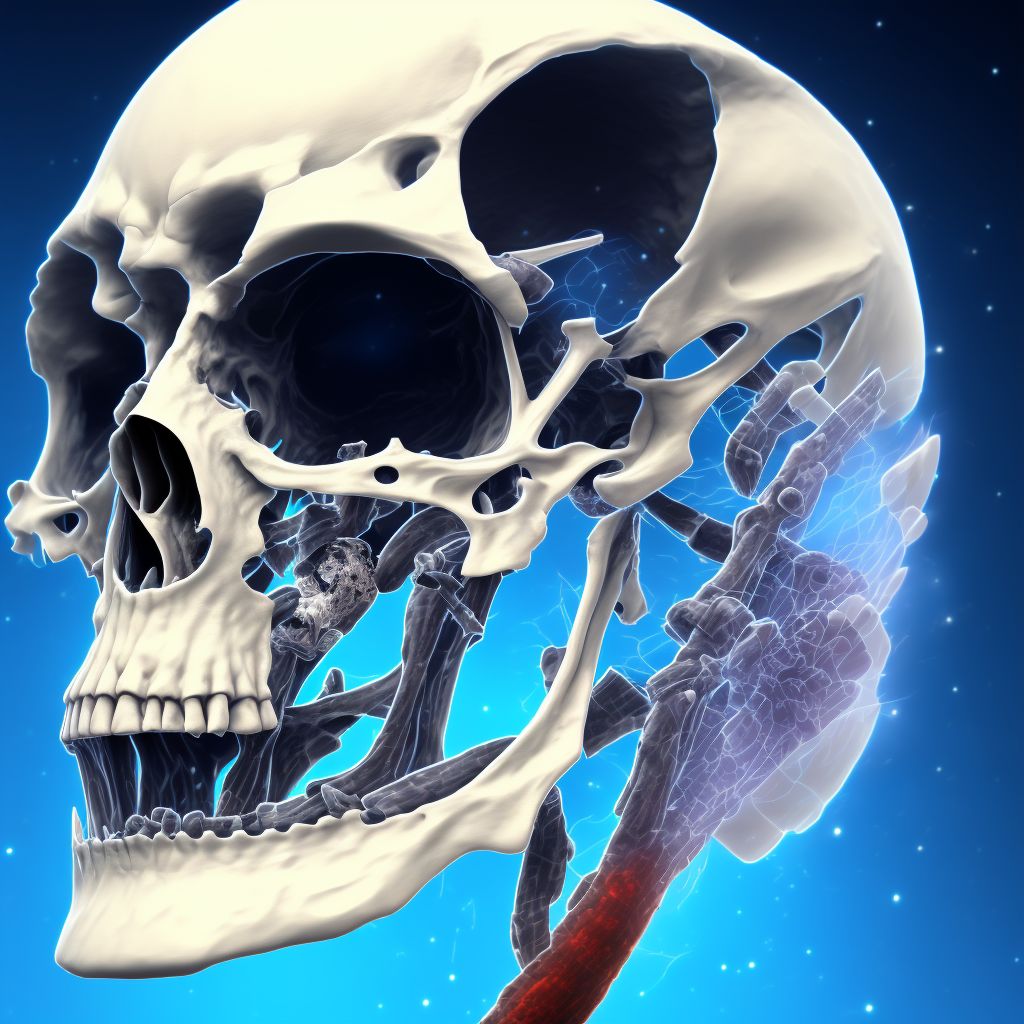 Nondisplaced articular fracture of head of unspecified femur, subsequent encounter for open fracture type IIIA, IIIB, or IIIC with nonunion digital illustration