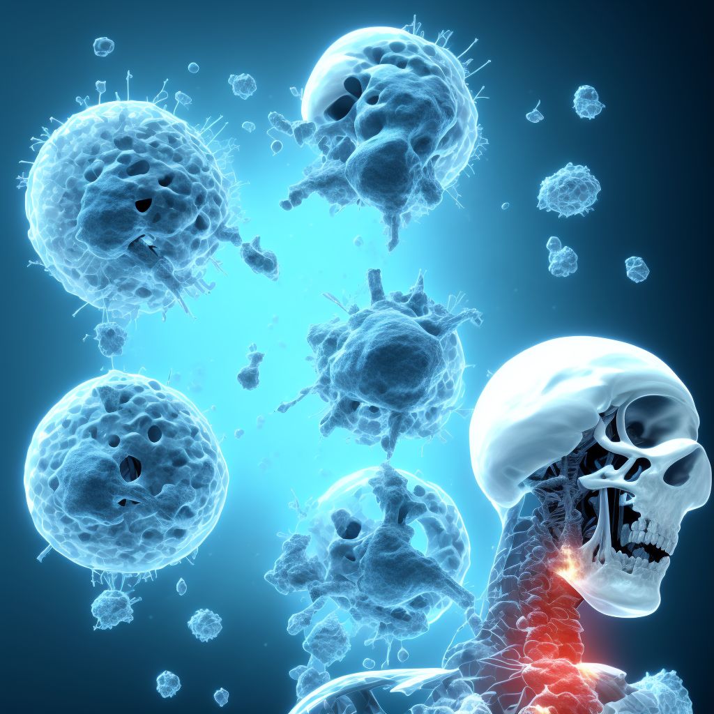 Other fracture of head and neck of unspecified femur, subsequent encounter for open fracture type IIIA, IIIB, or IIIC with delayed healing digital illustration