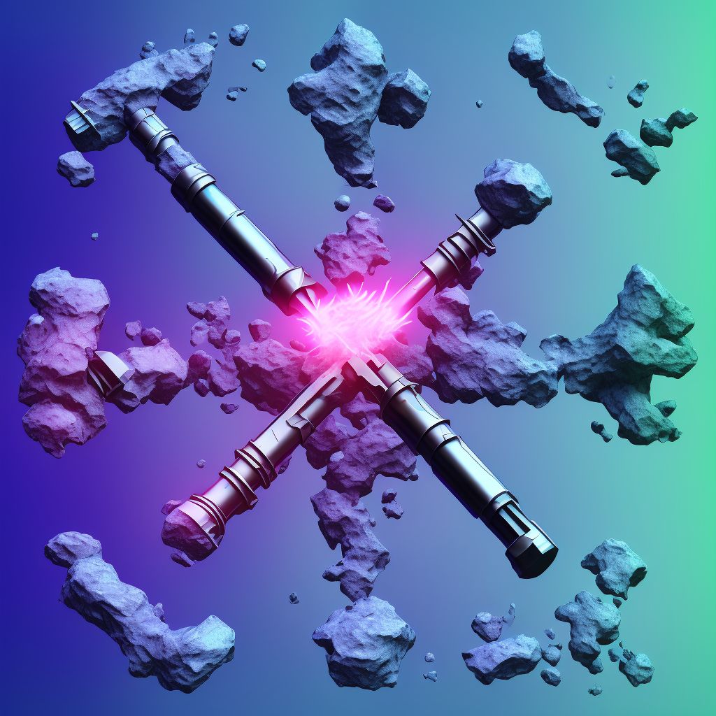 Nondisplaced transverse fracture of shaft of left femur, subsequent encounter for open fracture type IIIA, IIIB, or IIIC with malunion digital illustration