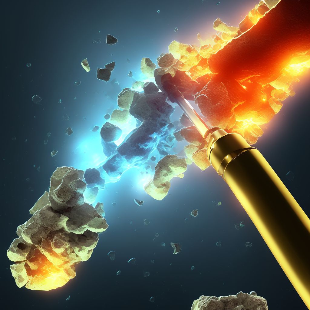 Nondisplaced oblique fracture of shaft of right femur, subsequent encounter for open fracture type IIIA, IIIB, or IIIC with nonunion digital illustration