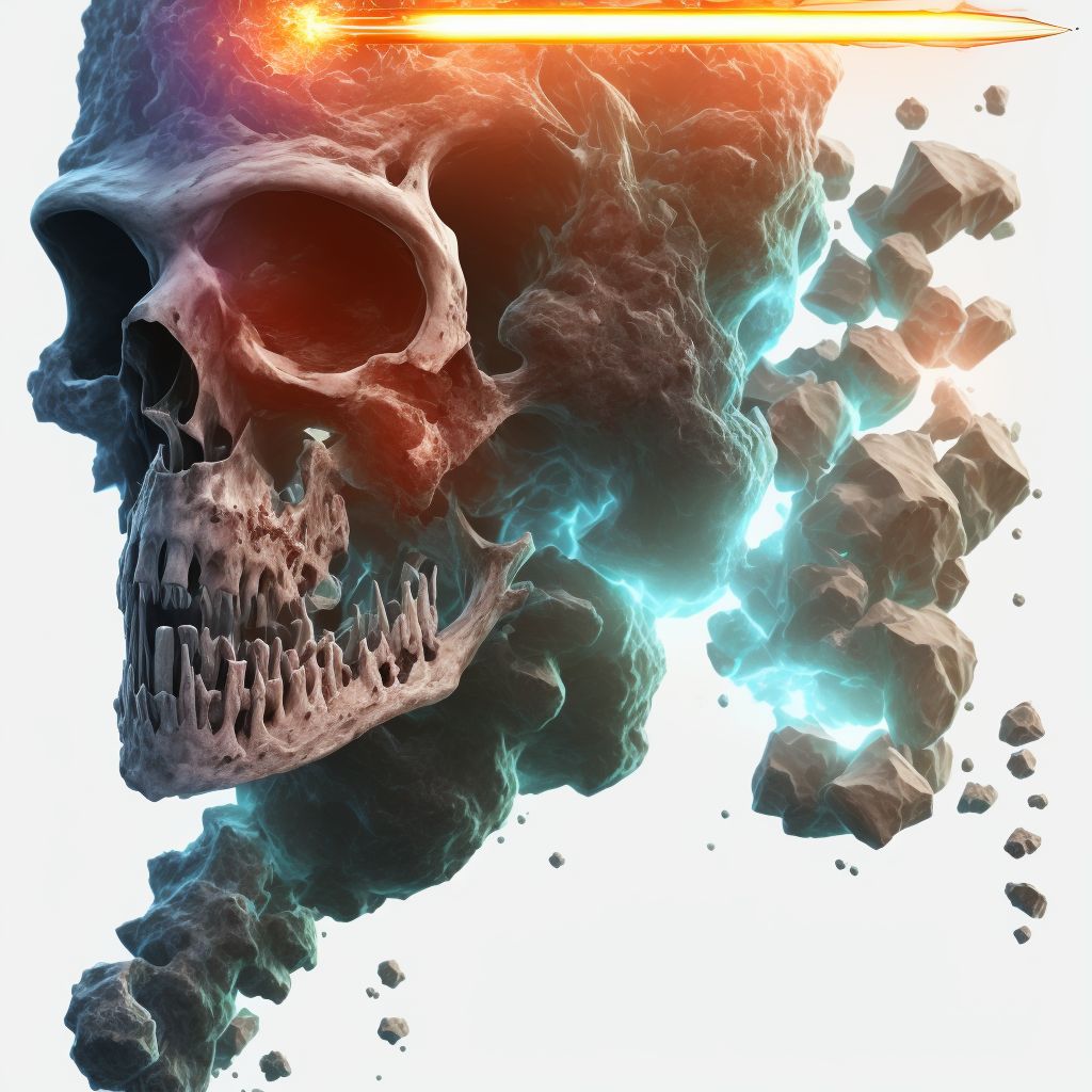 Displaced comminuted fracture of shaft of right femur, subsequent encounter for open fracture type I or II with routine healing digital illustration