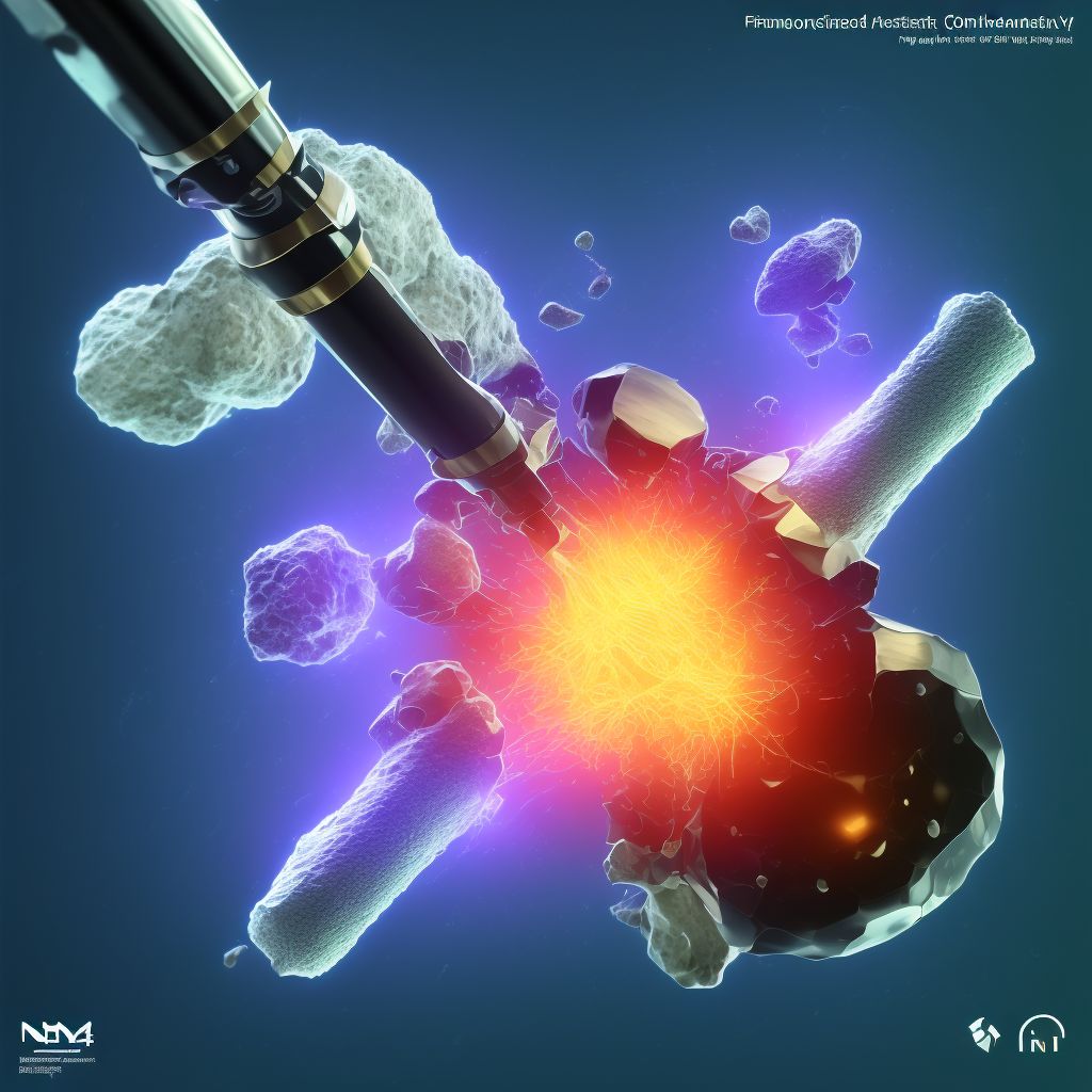 Nondisplaced comminuted fracture of shaft of left femur, subsequent encounter for open fracture type IIIA, IIIB, or IIIC with nonunion digital illustration