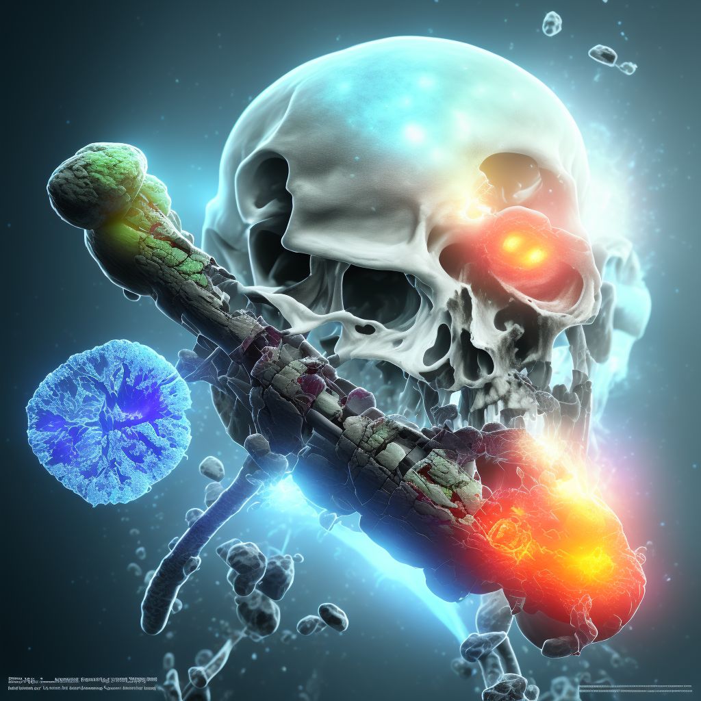 Nondisplaced segmental fracture of shaft of right femur, subsequent encounter for open fracture type IIIA, IIIB, or IIIC with routine healing digital illustration