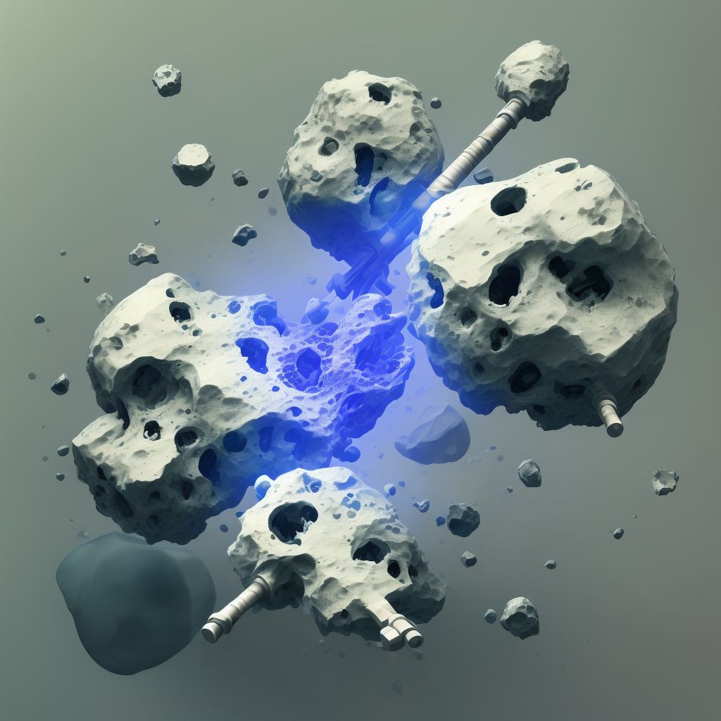 Nondisplaced segmental fracture of shaft of right femur, subsequent encounter for open fracture type IIIA, IIIB, or IIIC with malunion digital illustration