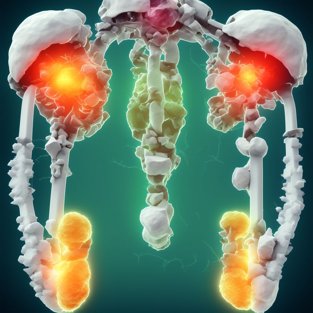 Unspecified fracture of lower end of right femur, sequela digital illustration