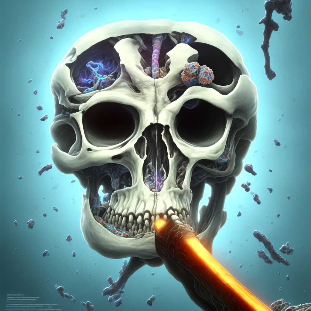 Displaced supracondylar fracture with intracondylar extension of lower end of left femur, subsequent encounter for closed fracture with malunion digital illustration