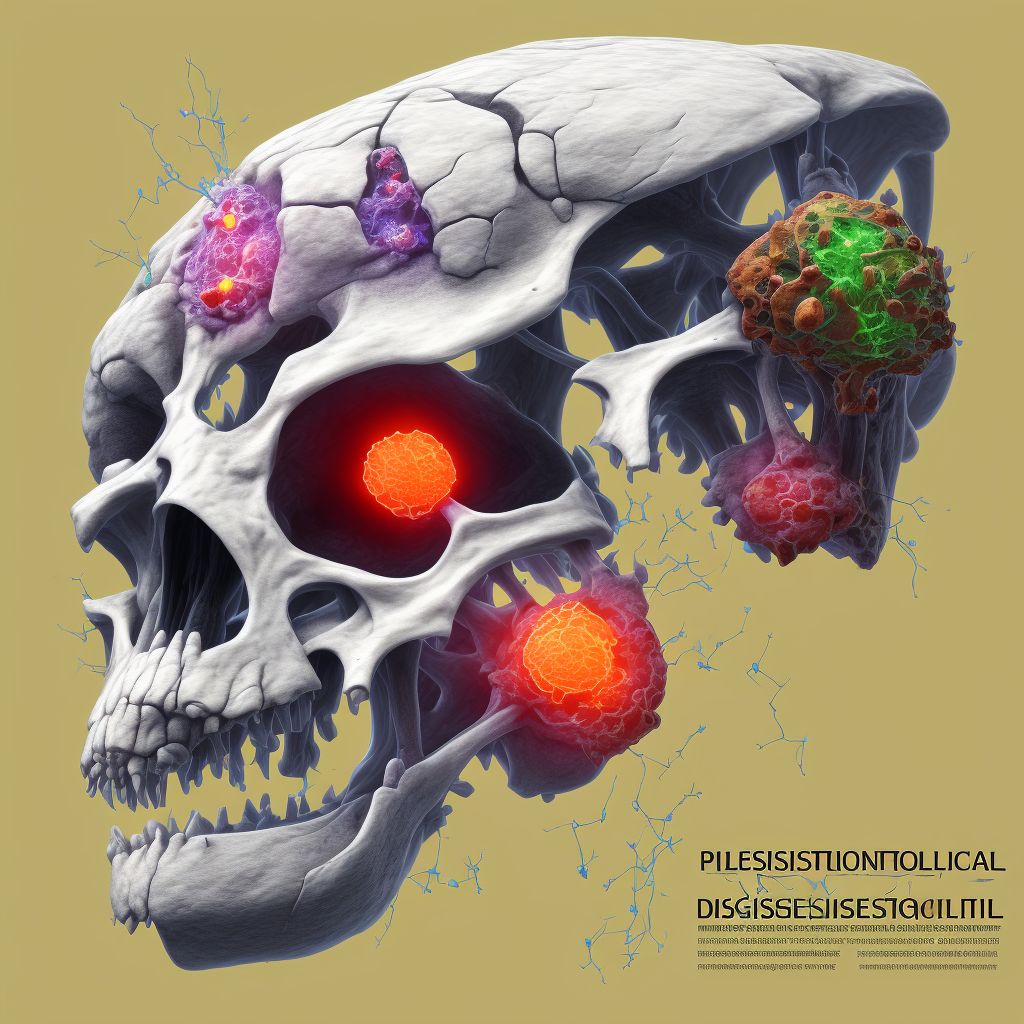 Displaced supracondylar fracture with intracondylar extension of lower end of left femur, sequela digital illustration