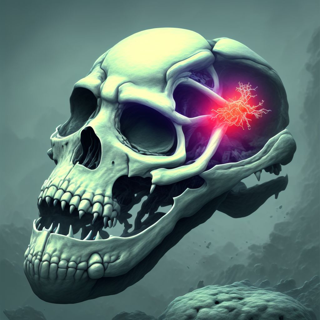 Displaced supracondylar fracture with intracondylar extension of lower end of unspecified femur, subsequent encounter for open fracture type I or II with delayed healing digital illustration