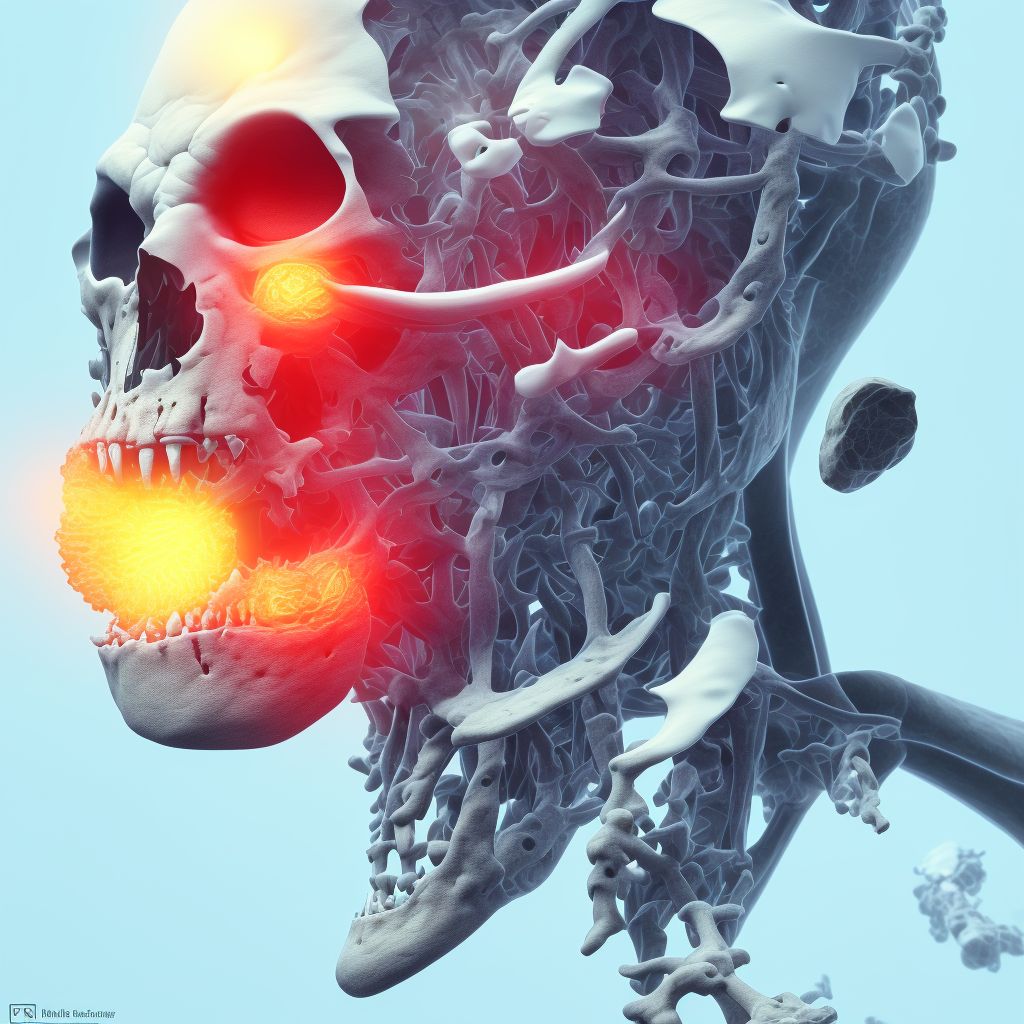 Displaced supracondylar fracture with intracondylar extension of lower end of unspecified femur, subsequent encounter for closed fracture with malunion digital illustration