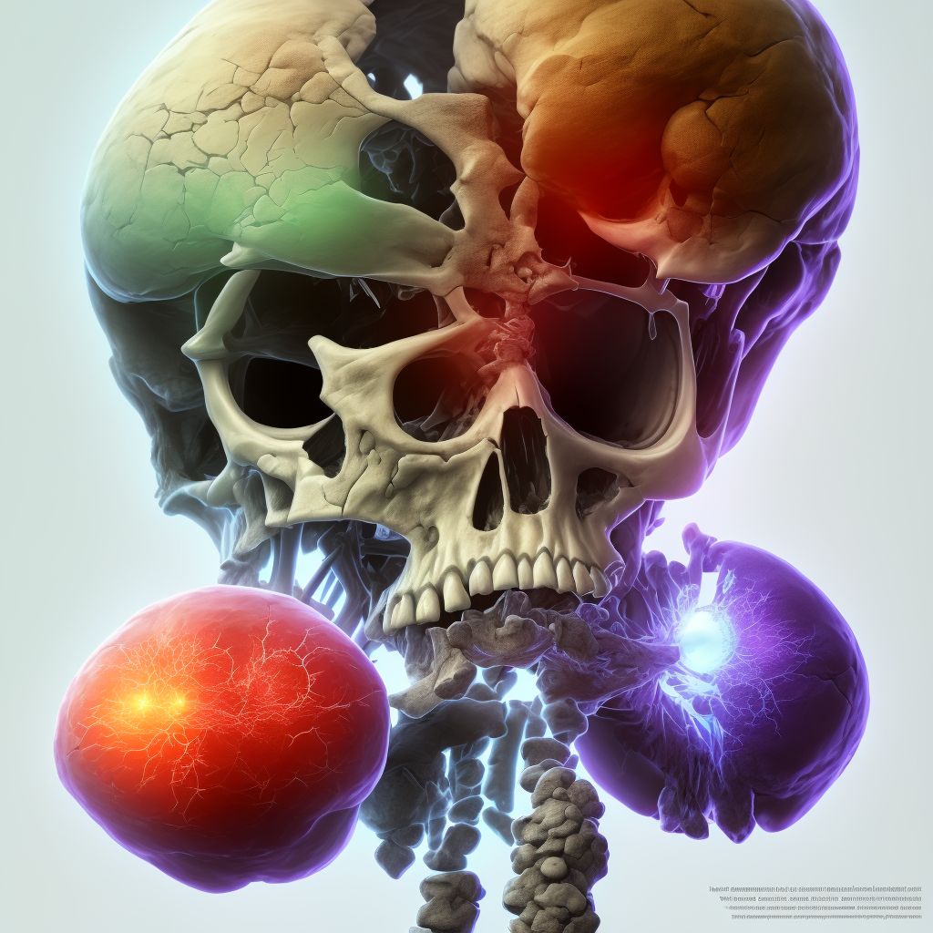 Other fracture of lower end of left femur, initial encounter for open fracture type I or II digital illustration