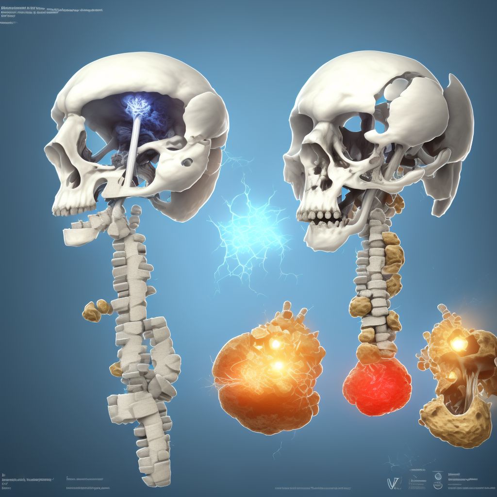 Unspecified fracture of left femur, subsequent encounter for open fracture type I or II with malunion digital illustration