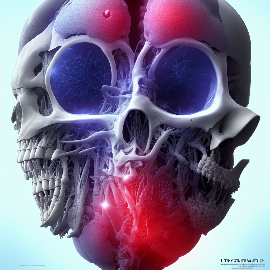 Posterior subluxation of left hip, sequela digital illustration