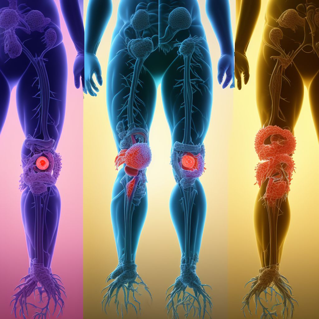 Injury of sciatic nerve at hip and thigh level, right leg, initial encounter digital illustration