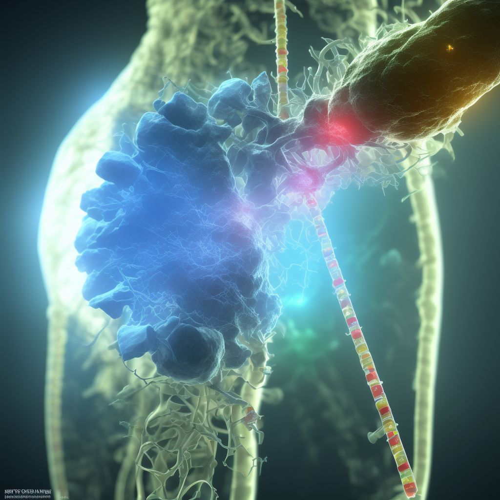 Injury of sciatic nerve at hip and thigh level, right leg, subsequent encounter digital illustration