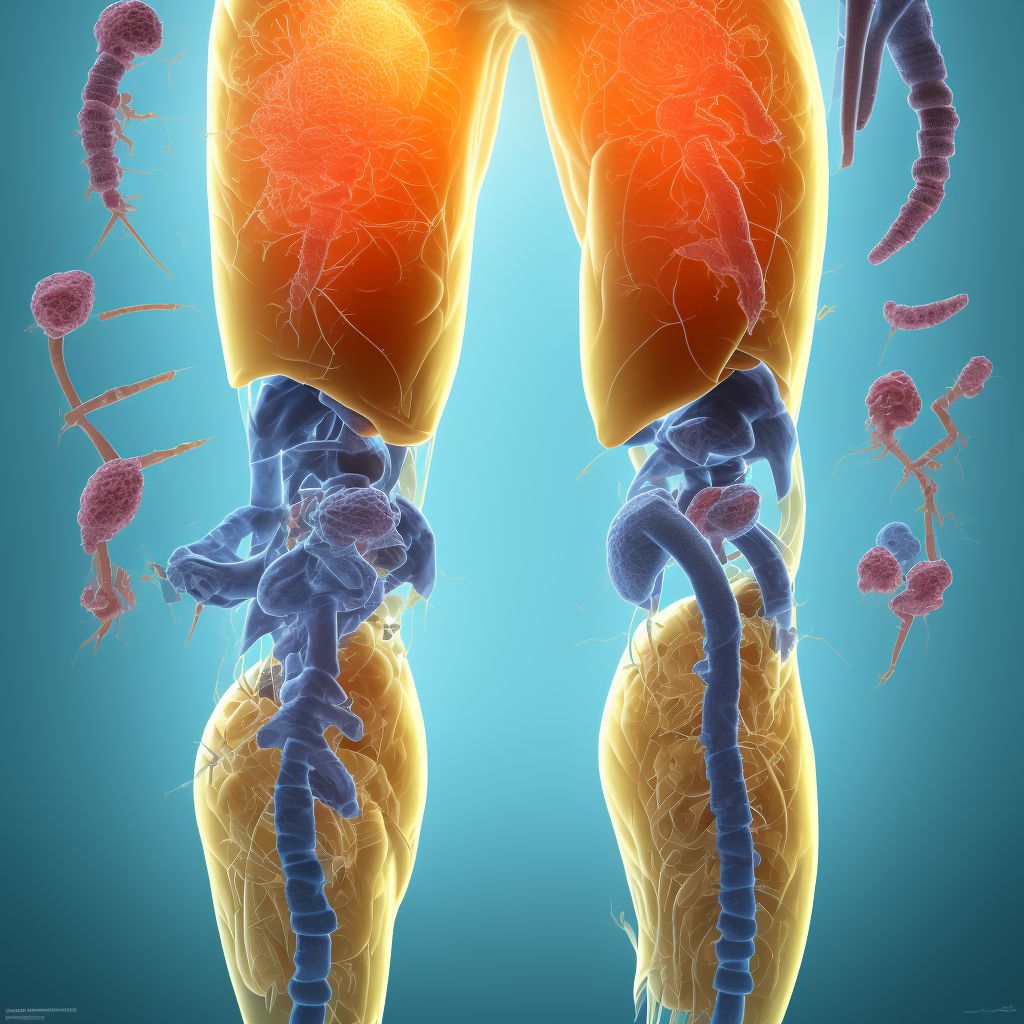 Injury of sciatic nerve at hip and thigh level, left leg, subsequent encounter digital illustration