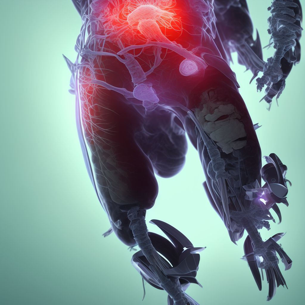 Injury of femoral nerve at hip and thigh level, right leg, subsequent encounter digital illustration