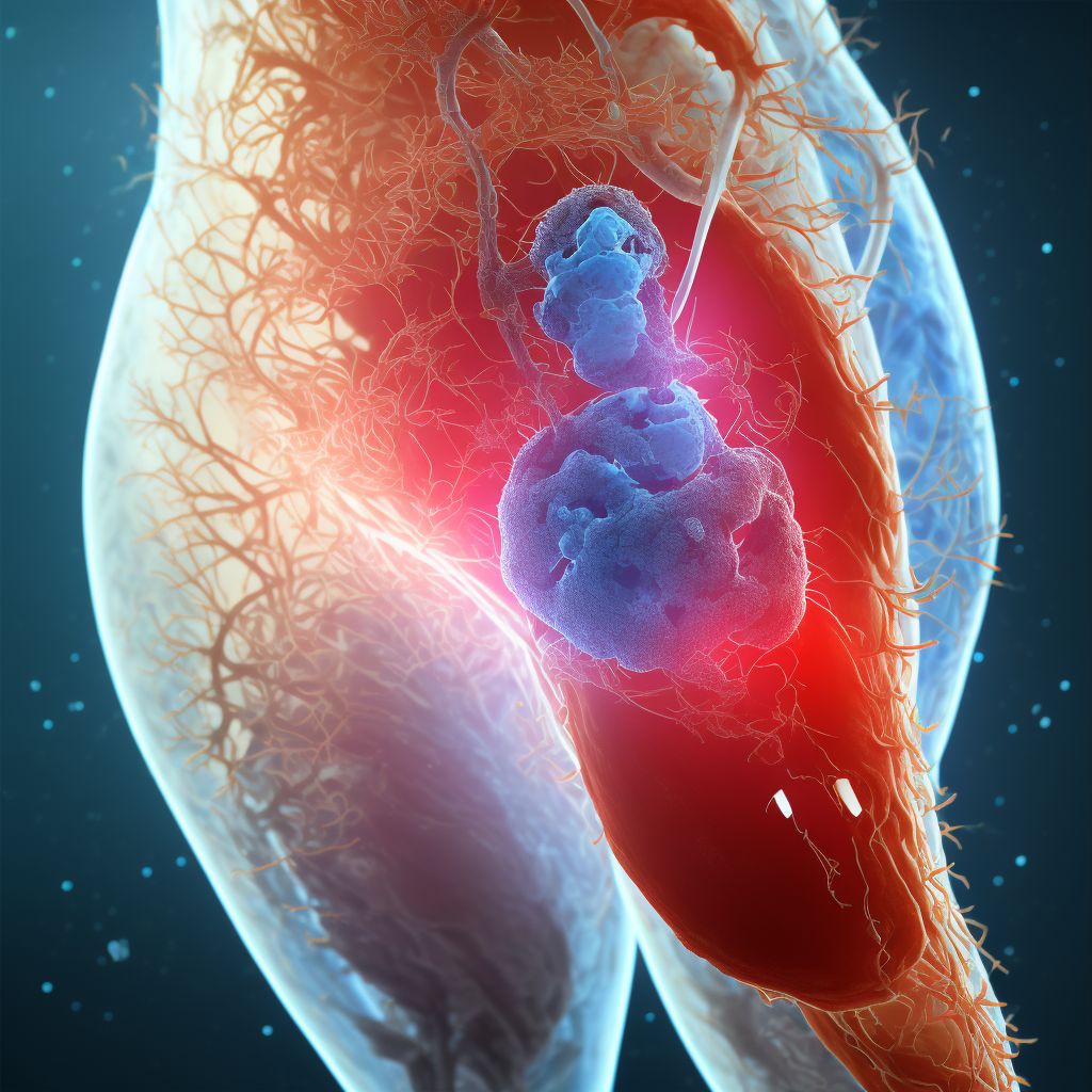 Minor laceration of femoral artery, left leg, initial encounter digital illustration