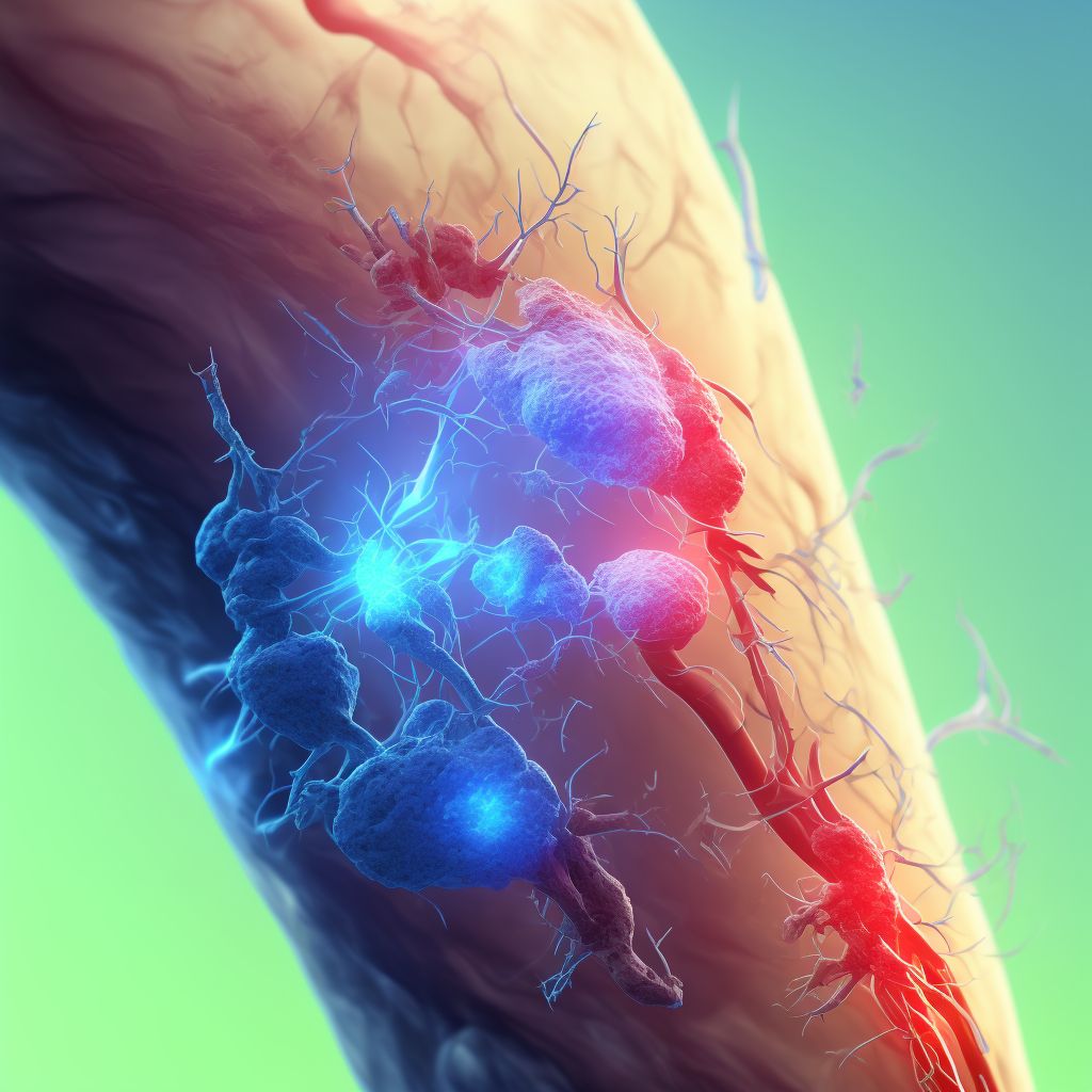 Major laceration of femoral artery, right leg, sequela digital illustration