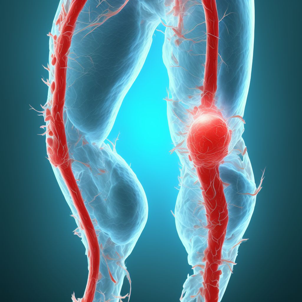 Minor laceration of femoral vein at hip and thigh level, right leg, sequela digital illustration