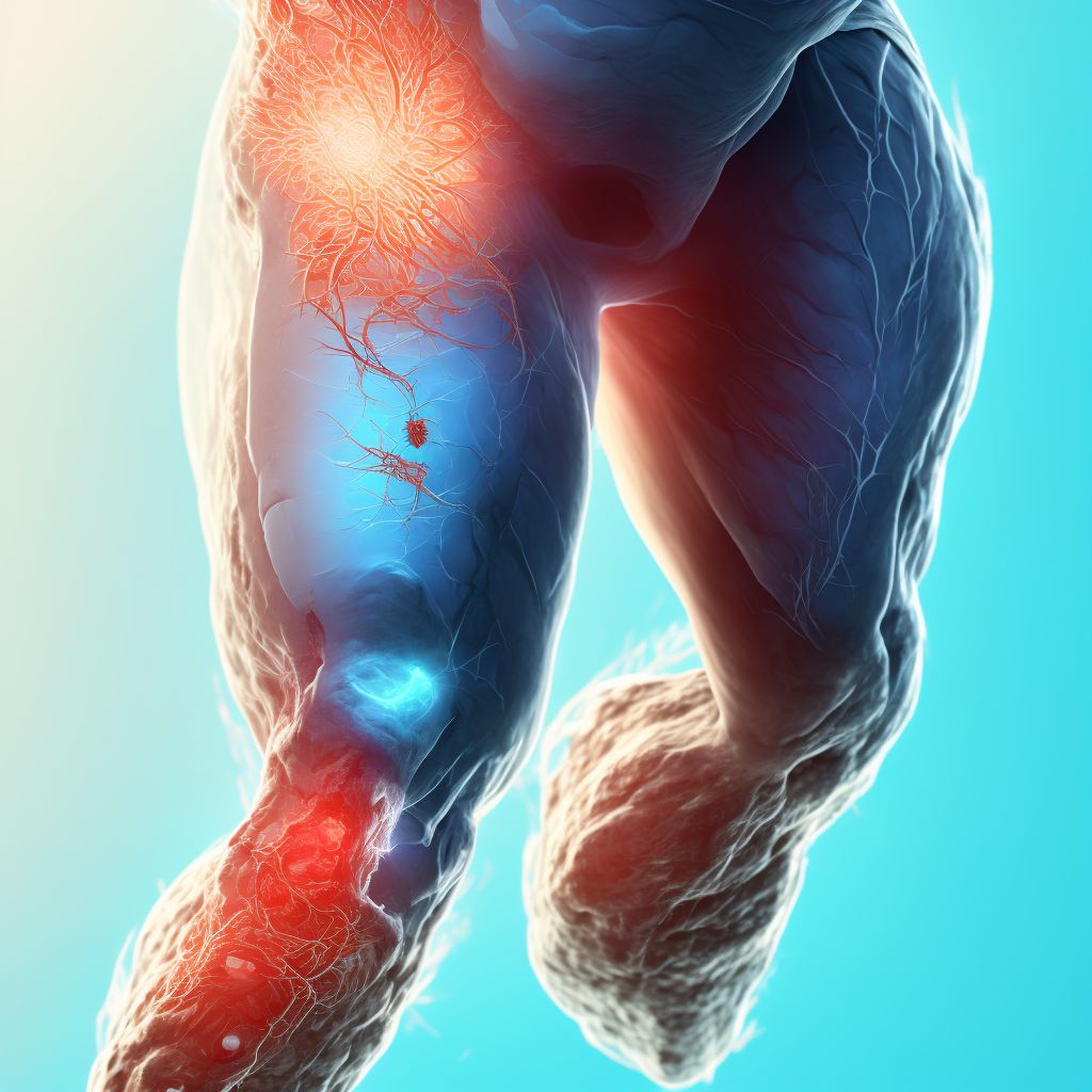 Minor laceration of greater saphenous vein at hip and thigh level, left leg, initial encounter digital illustration