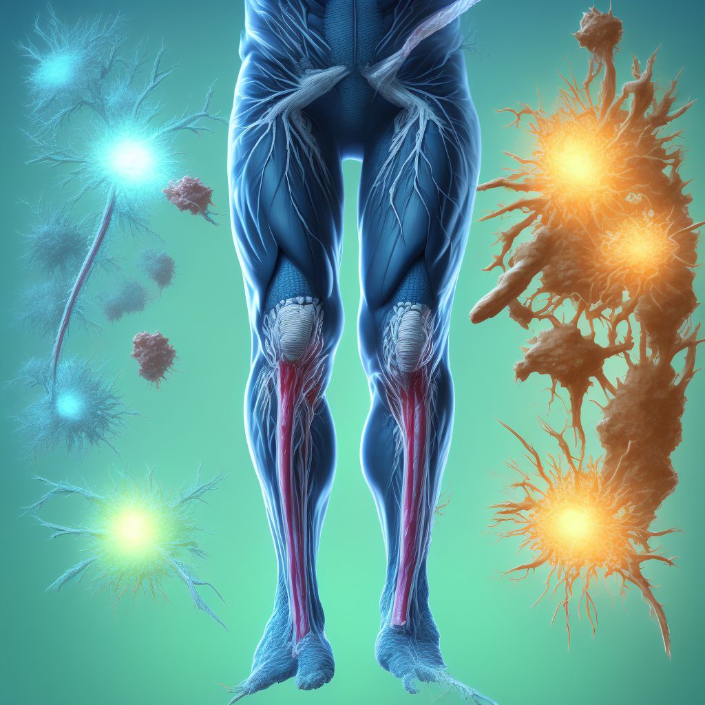 Major laceration of greater saphenous vein at hip and thigh level, unspecified leg, subsequent encounter digital illustration