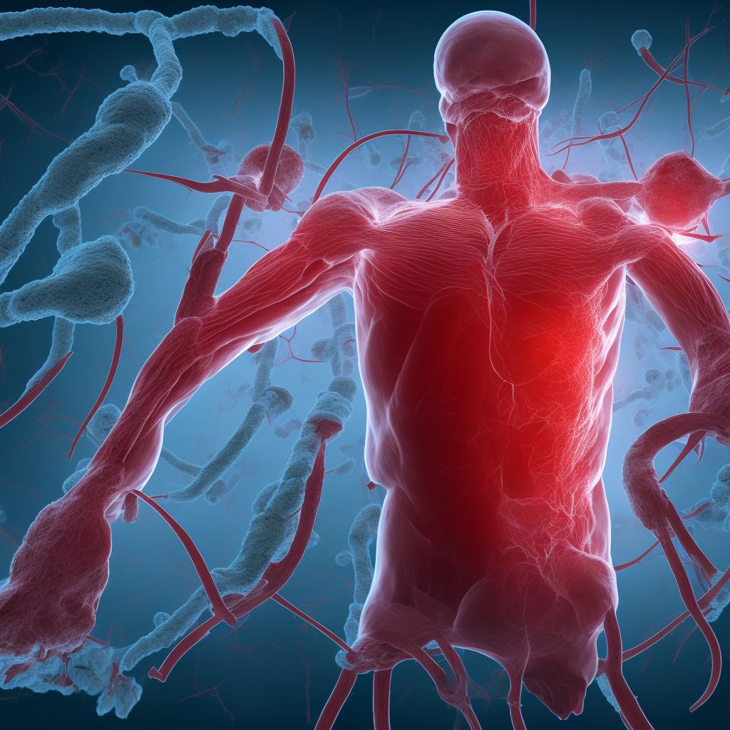 Unspecified injury of other blood vessels at hip and thigh level, unspecified leg, initial encounter digital illustration