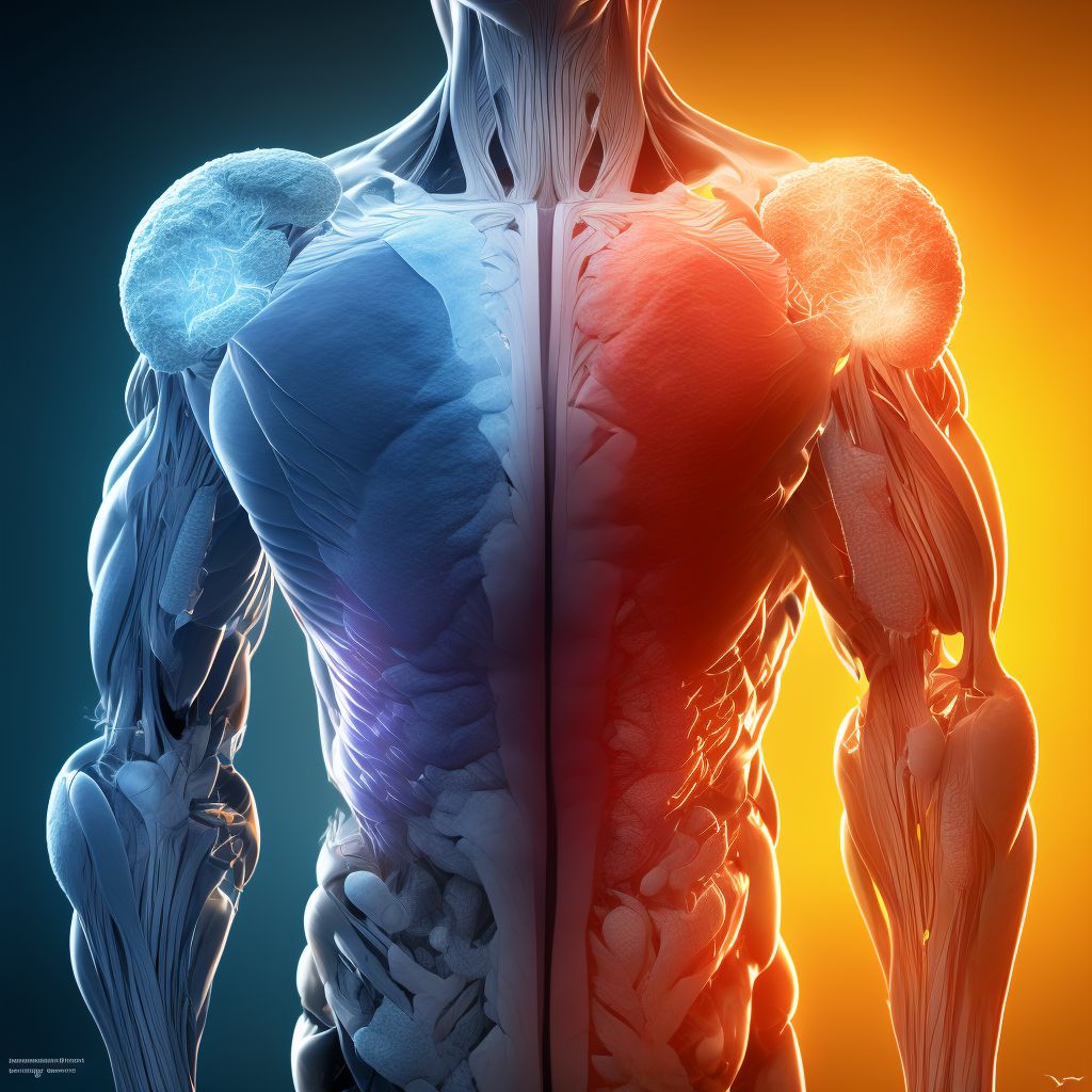 Laceration of muscle, fascia and tendon of left hip, initial encounter digital illustration