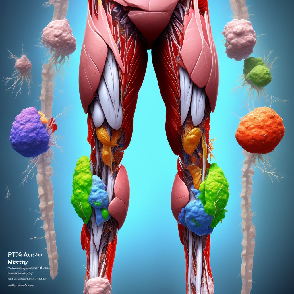 Strain of adductor muscle, fascia and tendon of right thigh, sequela digital illustration