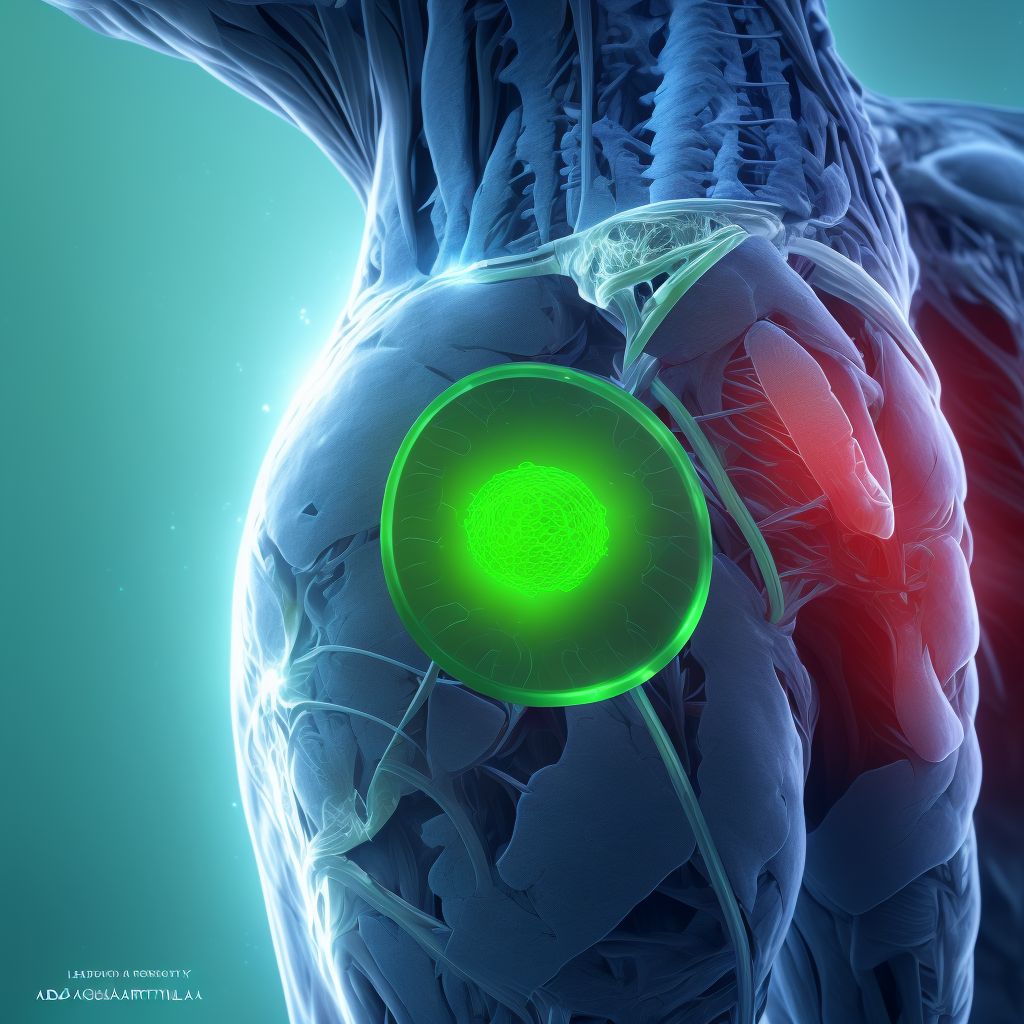 Strain of adductor muscle, fascia and tendon of left thigh, sequela digital illustration