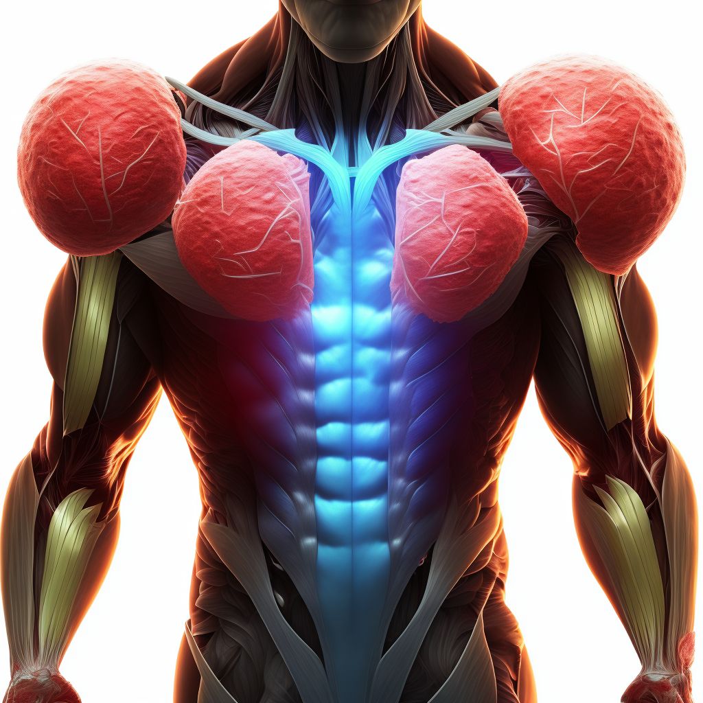 Laceration of adductor muscle, fascia and tendon of right thigh, initial encounter digital illustration