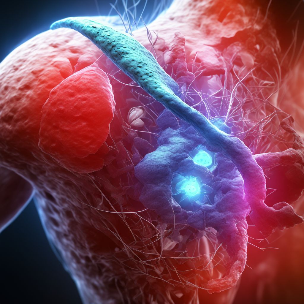 Laceration of adductor muscle, fascia and tendon of right thigh, sequela digital illustration