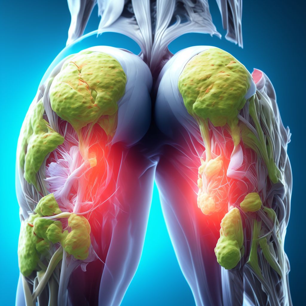 Unspecified injury of muscle, fascia and tendon of the posterior muscle group at thigh level, unspecified thigh, sequela digital illustration