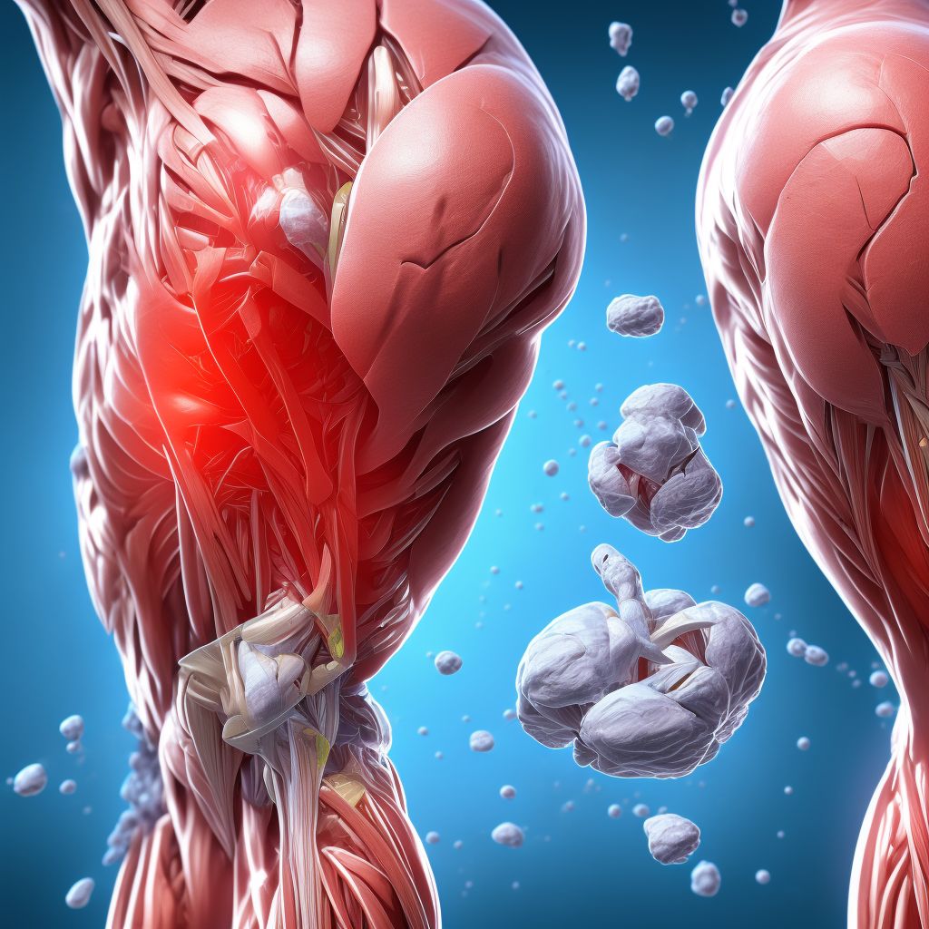 Strain of muscle, fascia and tendon of the posterior muscle group at thigh level, unspecified thigh, subsequent encounter digital illustration