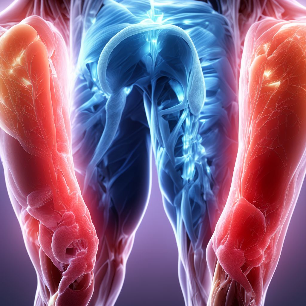 Other specified injury of muscle, fascia and tendon of the posterior muscle group at thigh level, right thigh, sequela digital illustration