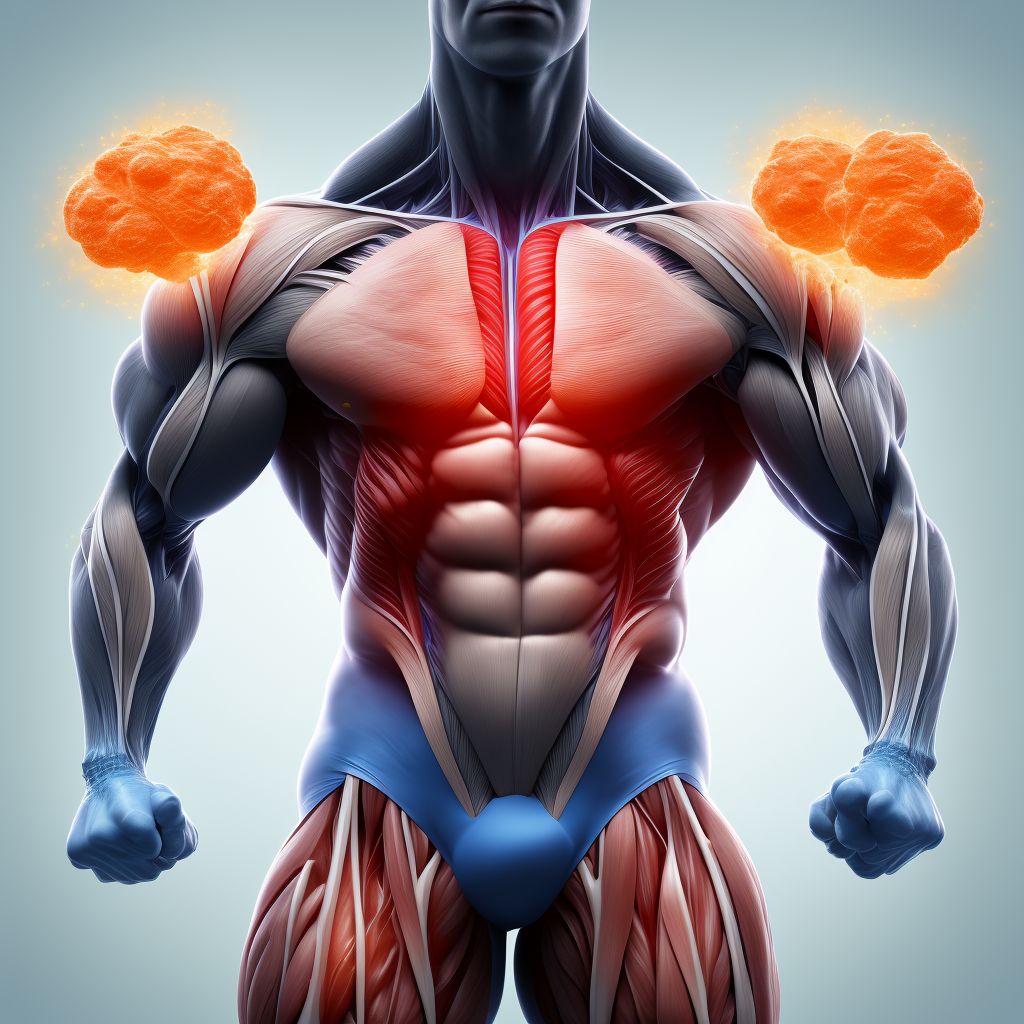 Other specified injury of muscle, fascia and tendon of the posterior muscle group at thigh level, unspecified thigh, subsequent encounter digital illustration