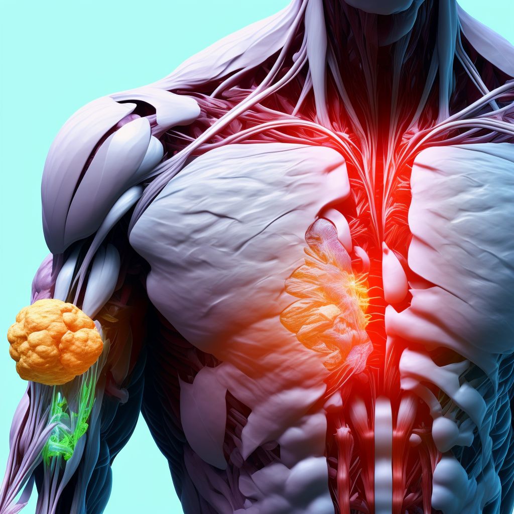 Strain of other specified muscles, fascia and tendons at thigh level, right thigh, sequela digital illustration