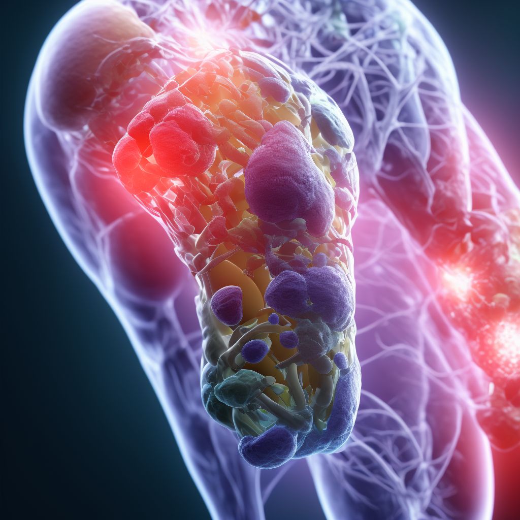 Other injury of other specified muscles, fascia and tendons at thigh level, right thigh, sequela digital illustration