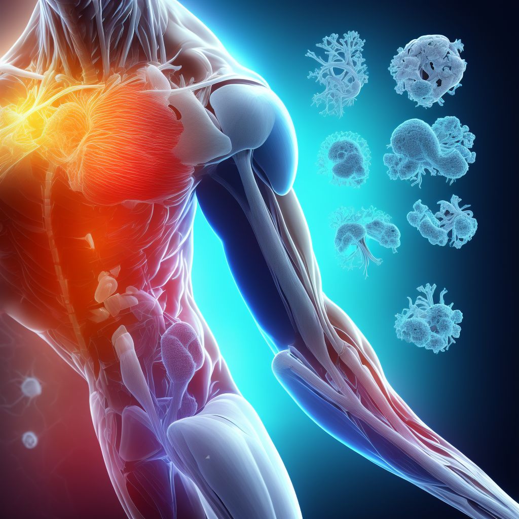 Other injury of other specified muscles, fascia and tendons at thigh level, left thigh, initial encounter digital illustration