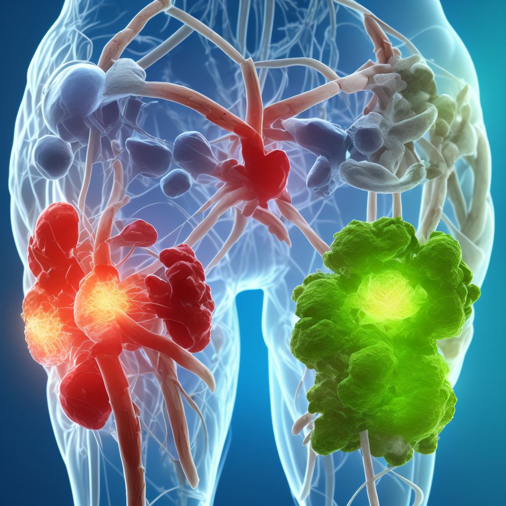 Other injury of other specified muscles, fascia and tendons at thigh level, left thigh, sequela digital illustration