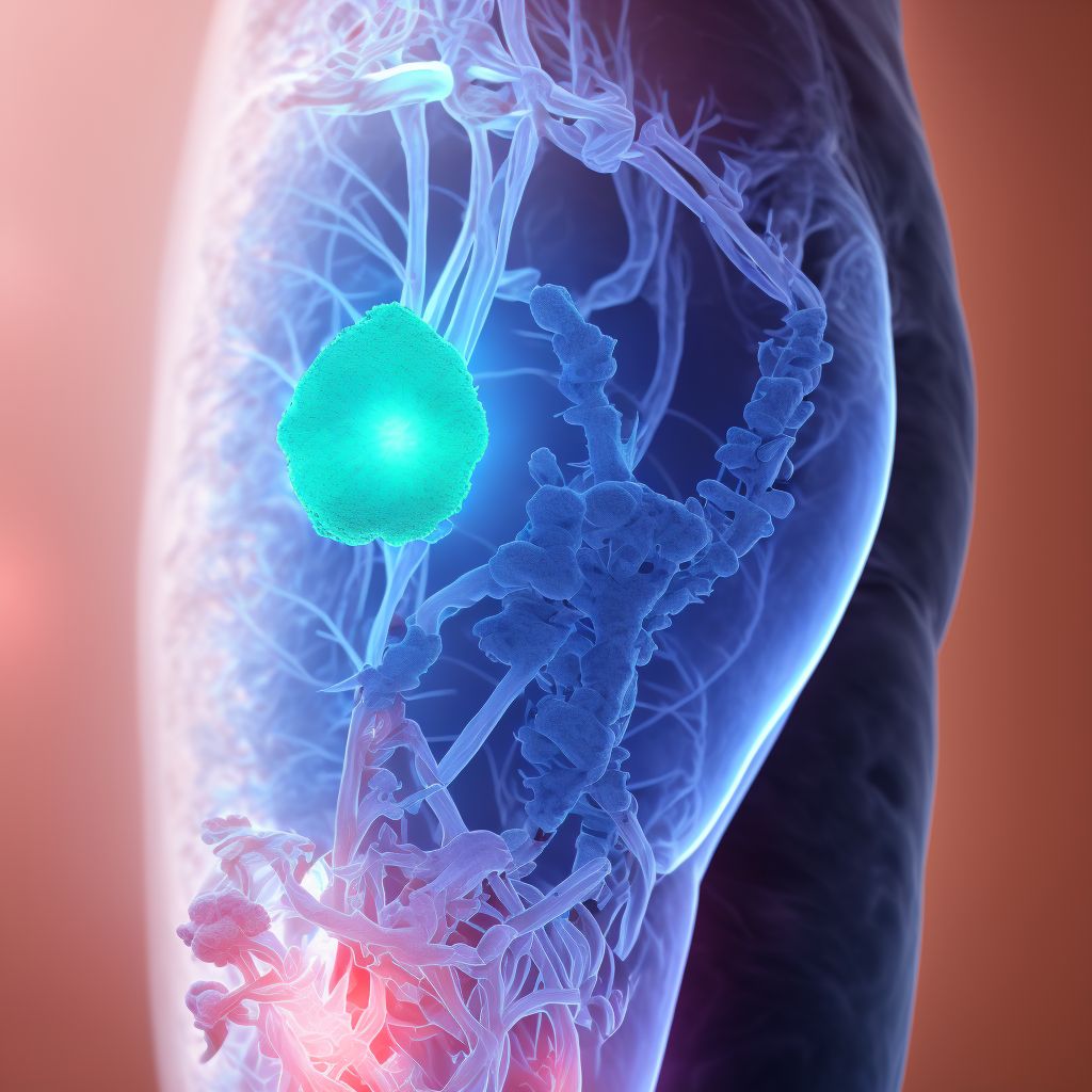 Unspecified injury of unspecified muscles, fascia and tendons at thigh level, left thigh, subsequent encounter digital illustration