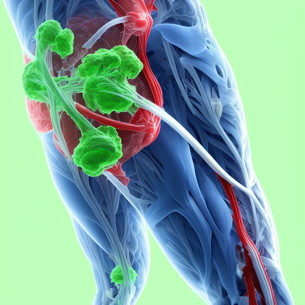 Strain of unspecified muscles, fascia and tendons at thigh level, right thigh, initial encounter digital illustration