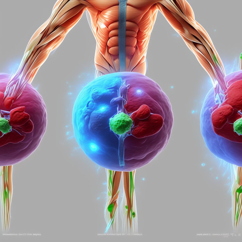 Strain of unspecified muscles, fascia and tendons at thigh level, right thigh, sequela digital illustration