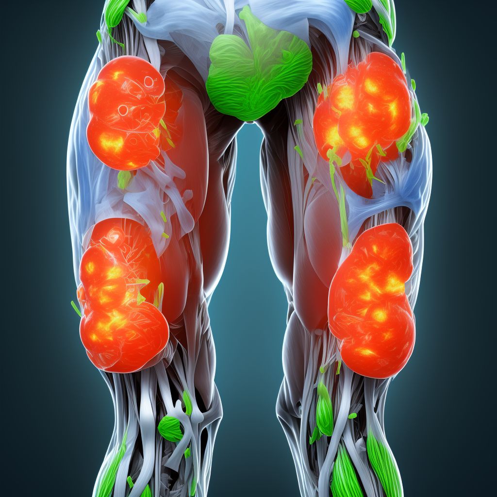 Strain of unspecified muscles, fascia and tendons at thigh level, left thigh, sequela digital illustration