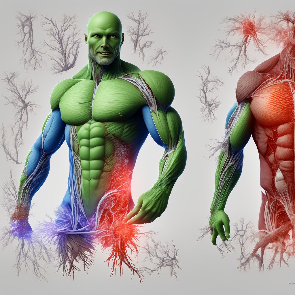 Laceration of unspecified muscles, fascia and tendons at thigh level, unspecified thigh, initial encounter digital illustration